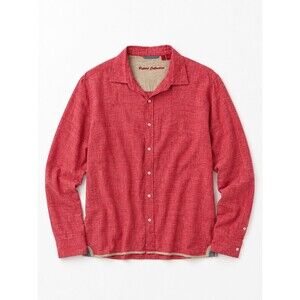 Report Collection Linen Shirt Size Large Button Down Long Sleeve Red Coastal